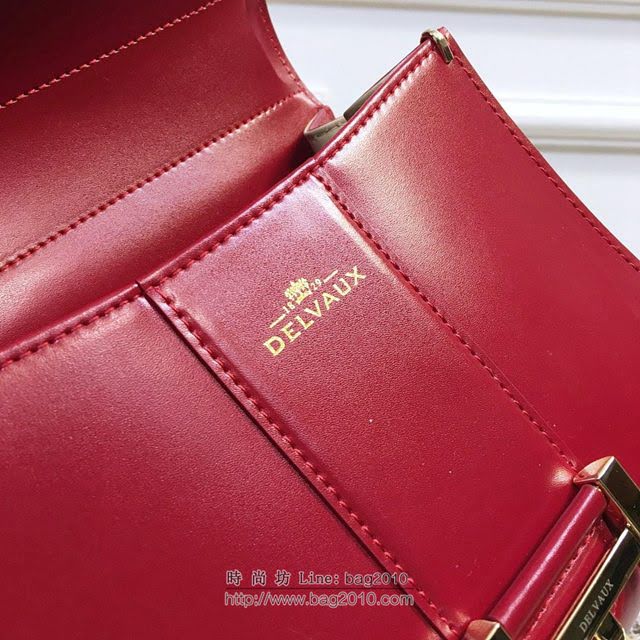 DELVAUX女包 德爾沃Brillant經典款 進口box牛皮 德爾沃女手提包 DV0020海棠紅 小號Delvaux單肩包  fcs1109